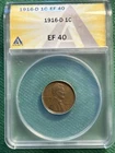 1916-D 1C Lincoln Wheat Cent ANACS XF 40 FREE Shipping