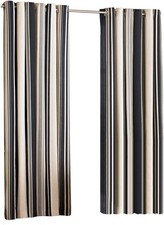 Riva Paoletti Broadway Ringtop Eyelet Curtains (Pair) - Navy, Grey and Cream