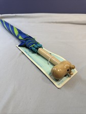 Play Wonder Kids Giraffe Wooden Handle Umbrella Blue Green Stripe