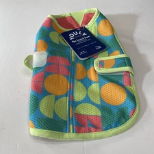 Youly The Beach Bum Dog XS Reversible Cooling Vest Blue Coral Green UPF 50+