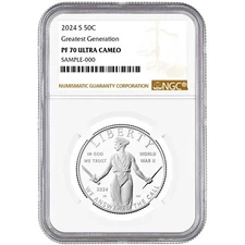 2024-S Proof Clad 50c Greatest Generation Commemorative NGC PF70UC Brown Label