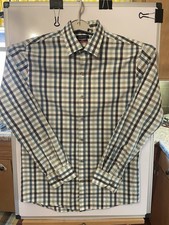 Van Heusen Flex Slim Fit Men  s Medium Green White Check Button Down Shirt