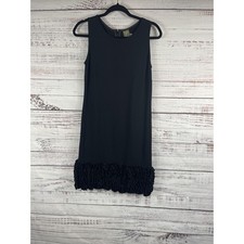Taylor Dress Women's 6 Black Sleeveless Sheath Ruffle Hem Cocktail Party LBD