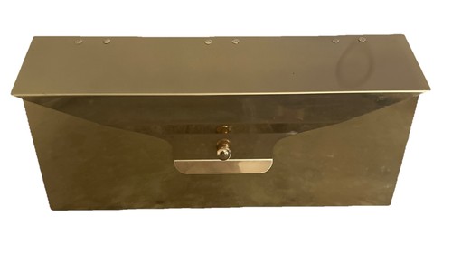 Vintage Solid Brass Mailbox Horizontal 15" D’Elegance Easy Lift Lid NWOB