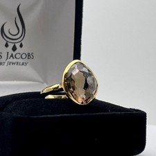 Beautiful 5ct Genuine Smoky Quartz Ring 18k Gold Vermeil Gold Smoky Quartz Ring