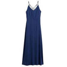 Market & Spruce Maxi Dress Stretch Knit Navy Strappy Back Size L