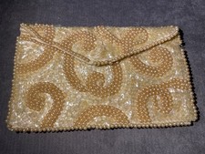 Hand Made In Japan Vintage Beaded Sequin Occasion Evening Pouch Clutch