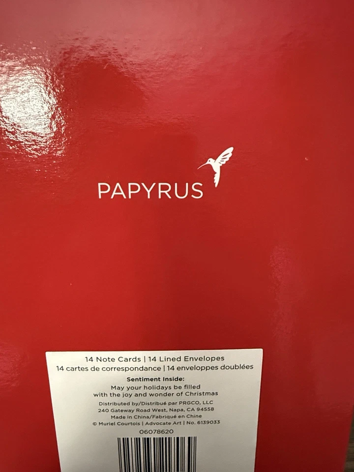 Papiro Árbol de Navidad y Papá Noel Holiday Stars Ciervo Pájaro Zorro Tarjetas en Caja 14 Ct Difícil de Encontrar Foto 2 de 3