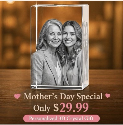 Custom 3D Crystal Photo Gift for Mom Dad Personalized Engraved Mather s Day