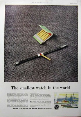 Alter Vintage Druck 1958 Reklame Schweizerischer Bund Uhrenmanufakturen 20.