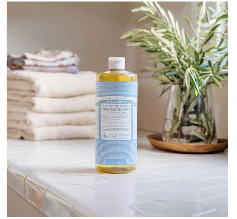 Dr. Bronner's Magic Pure Castile Liquid Soap - Unscented - 32 oz x 4 bottles NEW - Image 3 of 4