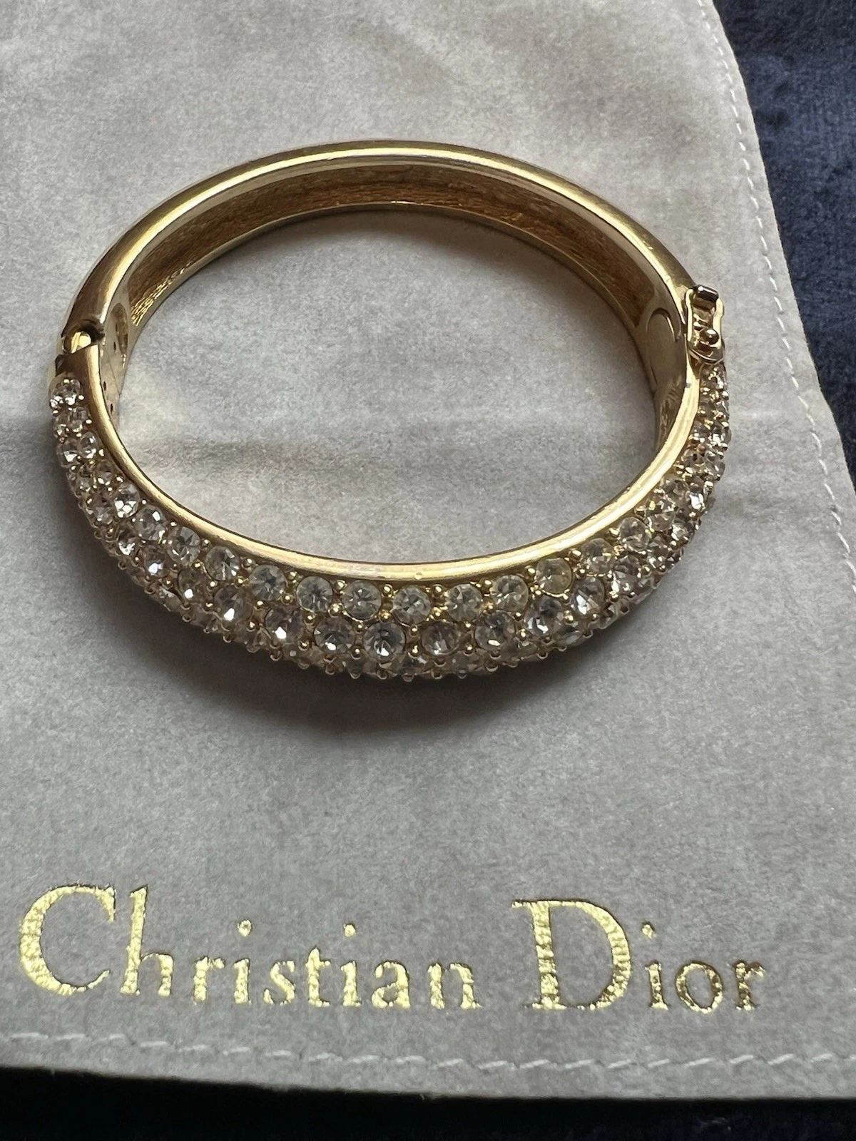 Bracelet ancien Christian DIOR pavé cristal articulé doré bijou signé