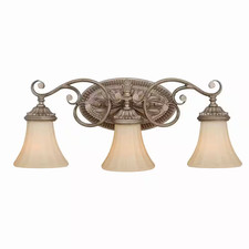 Avenant 23 In. W 3-Light French Bronze Vanity Light Fixture Traditional Amber Sc
