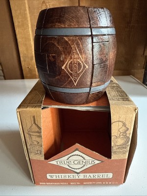 True Genius Wooden Powder Keg Whiskey Barrel Puzzle LVL 3 Difficulty