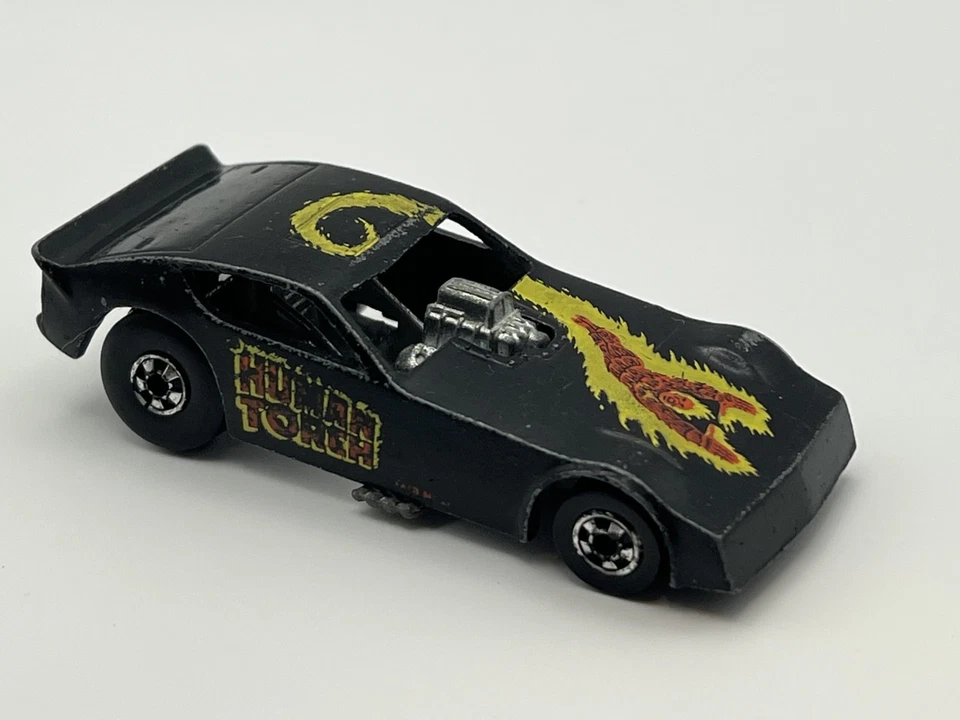 Vintage Hot Wheels Marvel Fantastic 4 Human Torch Funny Car 1977 Black Wall - Image 2 of 4