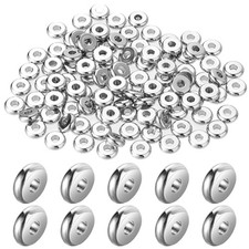 100 Pcs 6mm Silver Stainless Steel Flat Disc Round Spacer Beads for DIY Jewelry