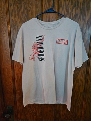 Marvel Beige Tee with Red and Black Spider-Man Print Size L