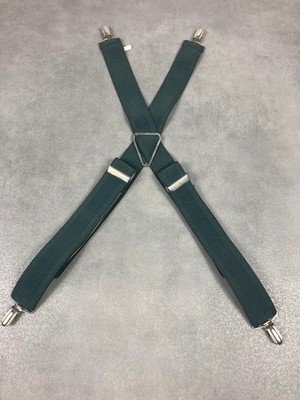 Vintage Hosenträger dunkelgrau-grün unifarben Unisex Made in France