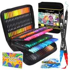 Brush Pens 105 Colors Dual Tip Markers for Adult Coloring Books Note Taking a...