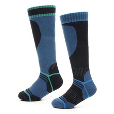 Kids Boys Thermal Ski Socks Blue 2 Pack Skiing Snowboarding Hiking Warm Socks