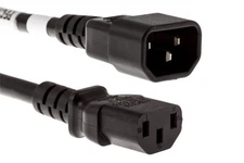AC Power Cord, C14 to C13, 16 AWG, 1.5", Black - Lifetime Warranty