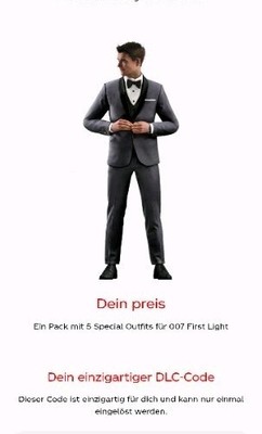 007 First Light DLC Code Coca-Cola Promotion 5 exklusive Special Outfits Xbox 