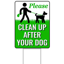 Signs Authority 18" X 9" Clean up after Your Dog Sign with Metal H-Stake - Weath