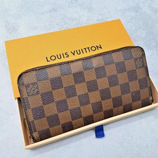 Authentic Louis Vuitton Damier Ebene Round Zippy Long Wallet