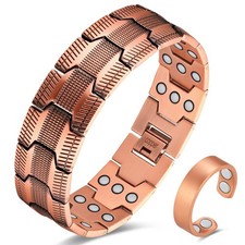 3X Copper Bracelet for Men Triple Ultra Strength Magnets Pure Copper Magnetic...
