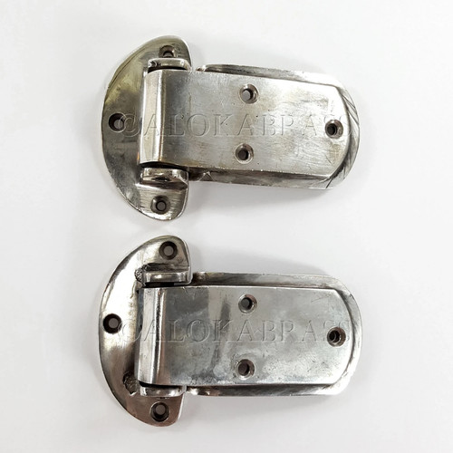 2 large1 1/2 " ICE BOX hinges vintage aged style solid Brass heavy offset 4" - Picture 4 of 11
