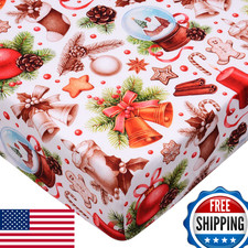 Cloele Christmas Fitted Crib Sheet - Baby 100 Polyester 1 Pack Biscuit Crib She