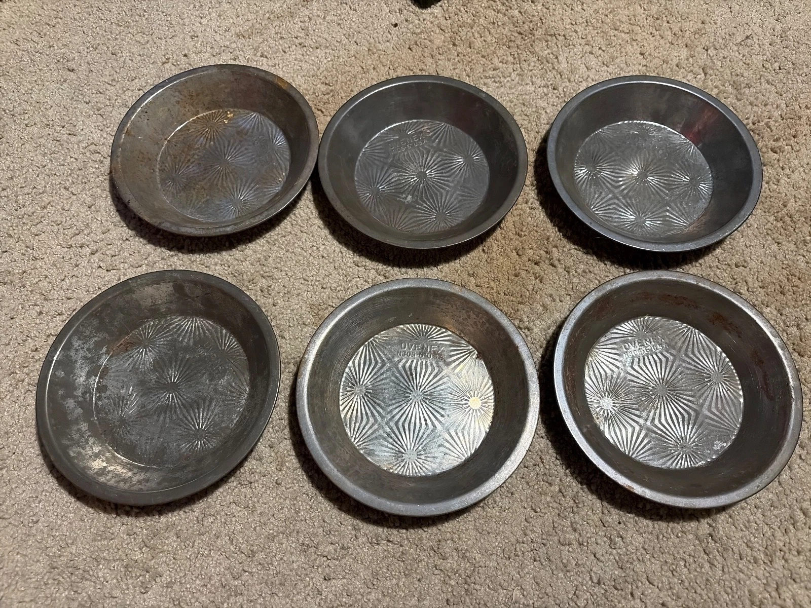 Lot of (6) Vintage Ovenex 6" Starburst Pattern Metal Tin Pie Pan N-306
Opens in a new window or tab