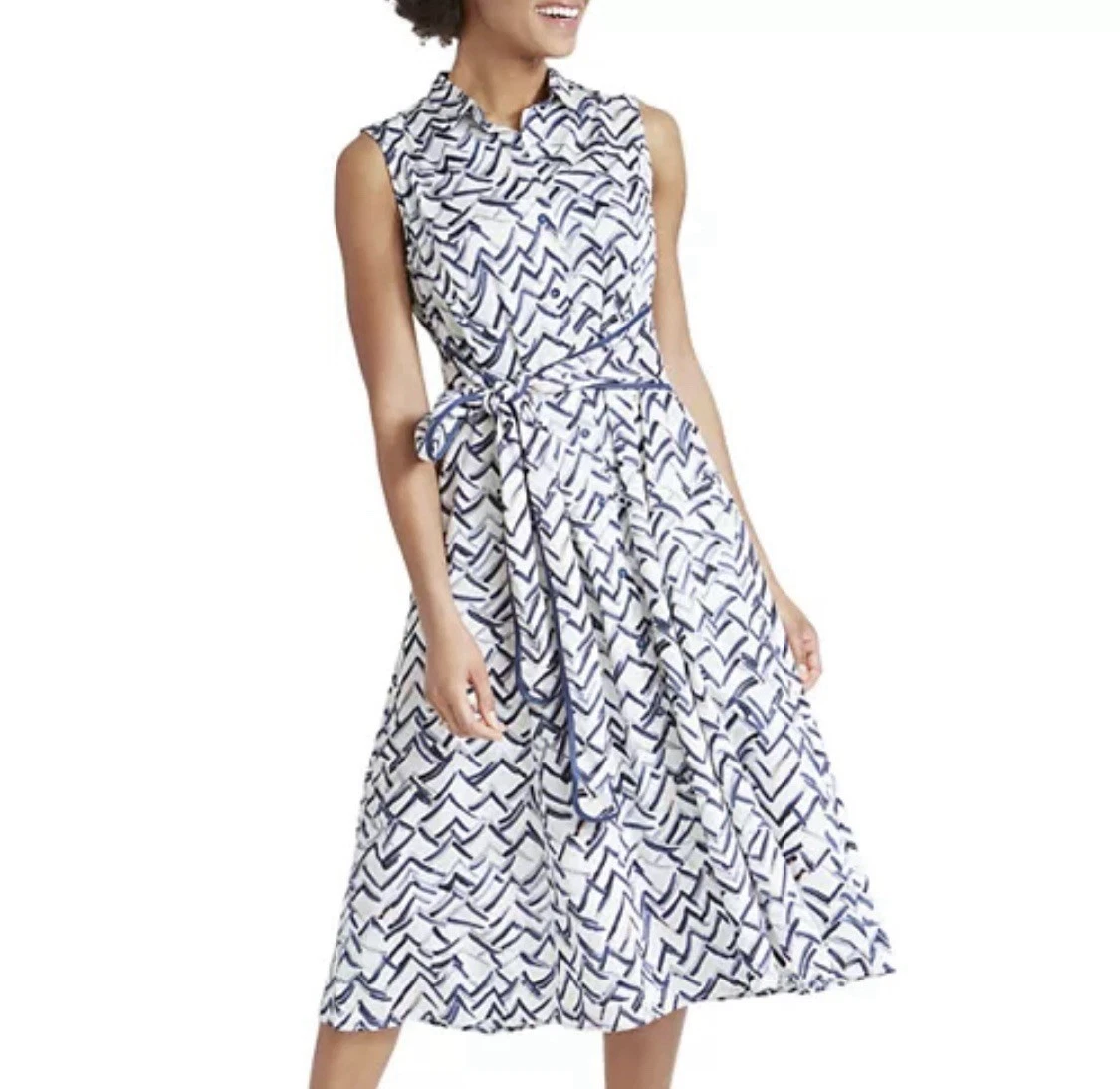 VETEMENTS Nuovo con etichetta! Abito camicia Nic+Zoe Lookout bianco multi donna taglia XS MSRP $198