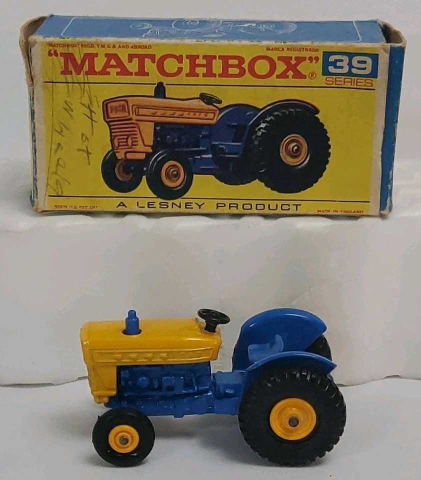 Matchbox 39 Series Ford Tractor Diecast Blue Yellow with Original Box - Image 2 of 4