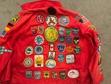 Vintage 70s Patchwork Camp Jacket Red Coach Jacket Maine KOA Hiker Size L