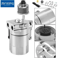 Aluminum Oil Catch Can Kit Reservoir Baffled Tank with Breather Filter Universal