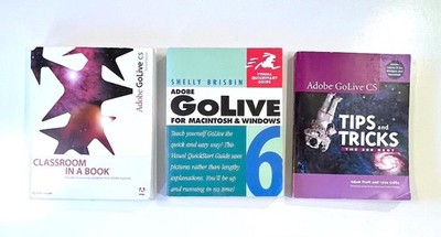 Qty 3 Adobe GoLive Books - Web Design Guide Manuals for GoLive 6 and GoLive CS