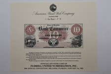 1985 FLORIDA STATE CURRENCY INTAGLIO SOUVENIR CARD NUMISMATIST EXPO