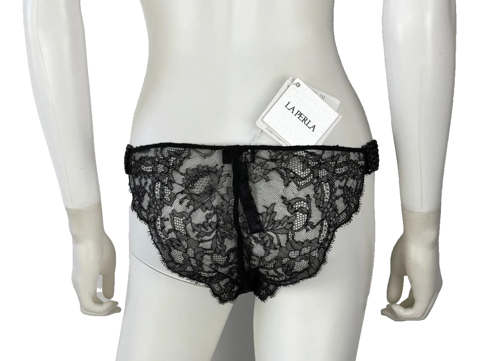 $357 Nuevo con etiquetas La Perla M Mediano 3 IT Negro Encaje Espalda Bragas Calzoncillos Bolso con Cuentas Bolsa Foto 2 de 4