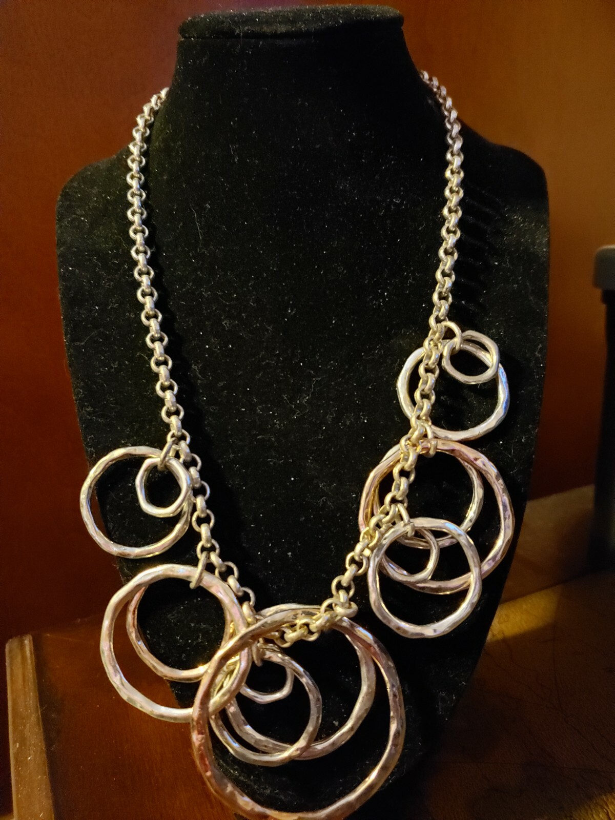 Multi Circle Necklace Silver Adjustable Length  a… - image 8