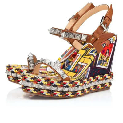 Christian Louboutin Pyraclou 110 Tarot Card Platform Wedge Sandal