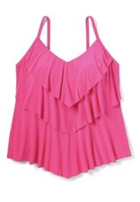 Women's Ruffle Tiered Tankini Top Aqua Green Size Small 4-6 Pink