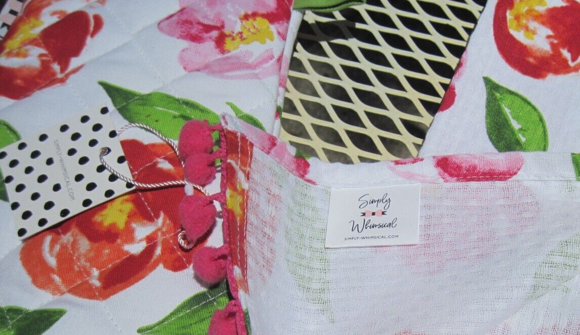 Simply Whimsical Peony Kitchen Towel Pot Holder Set NWT