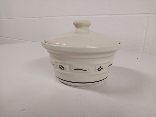 Longaberger Keramik blau gewebt Traditionen - kleine Schale Schale mit Deckel schonend gebraucht