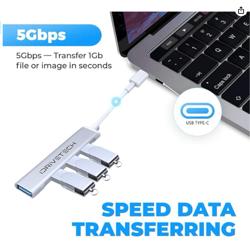 USB C Hub Multiport Adapter - iDriveTech 4 in 1 USB Type C to 4 USB 3.0 - Compat - Picture 2 of 6