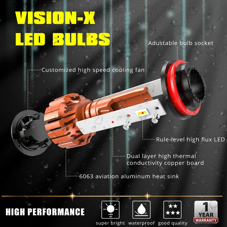 X-HL Vision LED Off-road Headlight Bulbs,H1,H3,H4,H7,H11,H13,9004,9005,9006,9007 - Image 3 of 3