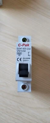 32amp 1 Pole MCB C Curve - Din Rail Mount - NEW