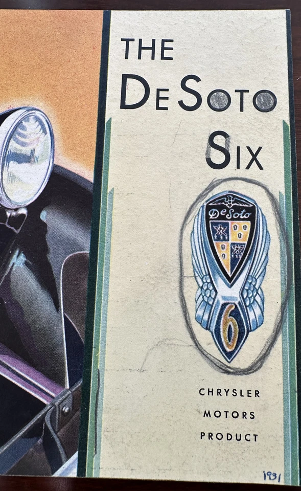Folleto de venta Chrysler Desoto 1931 seis colores, 5 modelos FP108 Foto 4 de 4