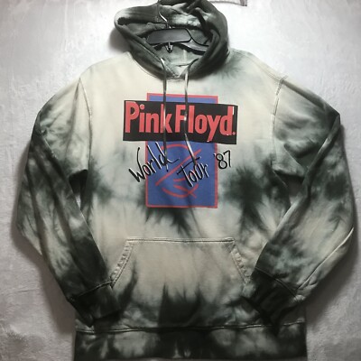 Pink Floyd Hoodie Mens World Tour 87 Tie Dye Gray Long Sleeve