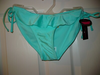No Boundaries Women's Juniors Swimsuit Bottom Medium (7-9) Aqua Mint Ruffle 